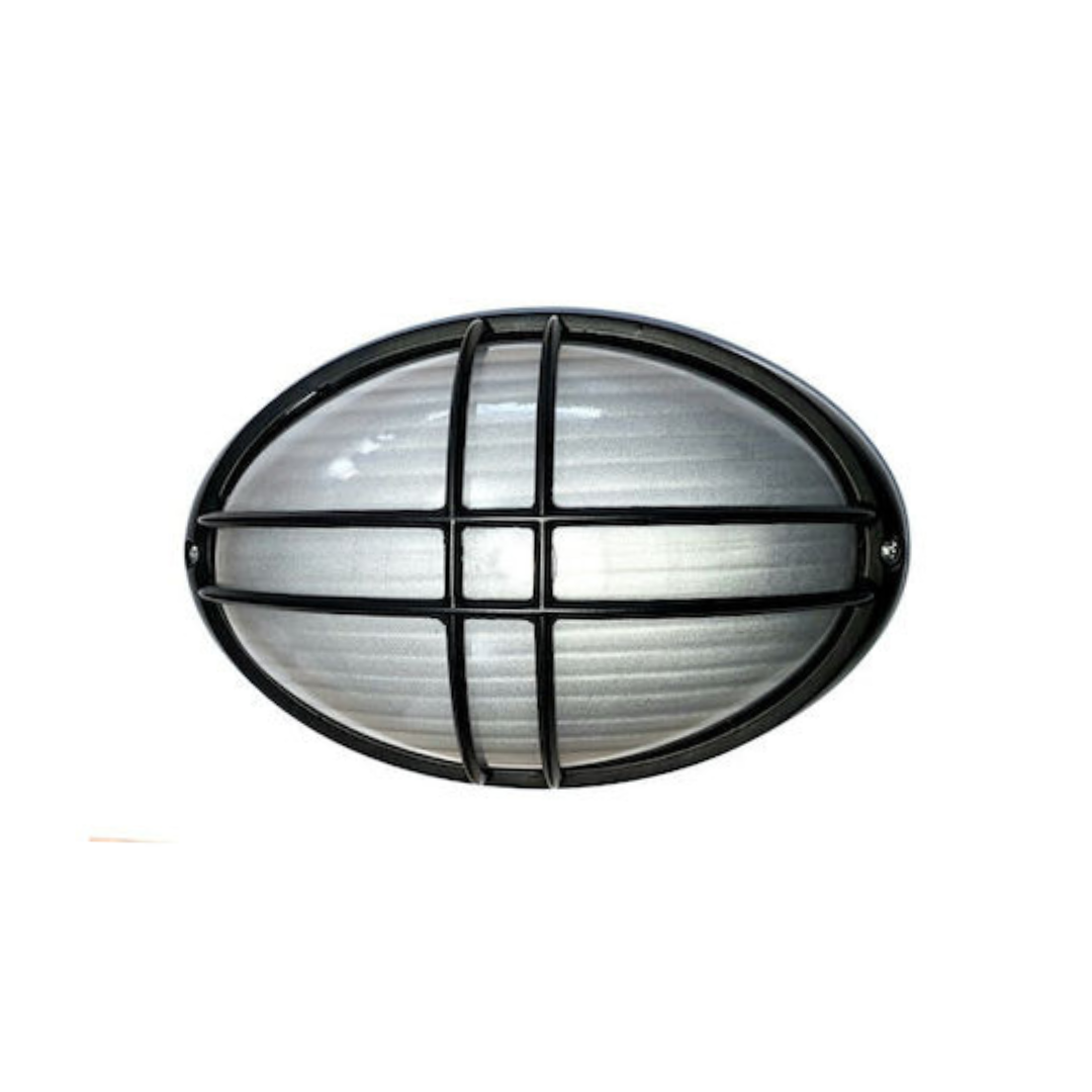 Aplique Exterior Ovalado Simon BD9 con Rejilla Negra IP54 – Resistencia Profesional para Exterior