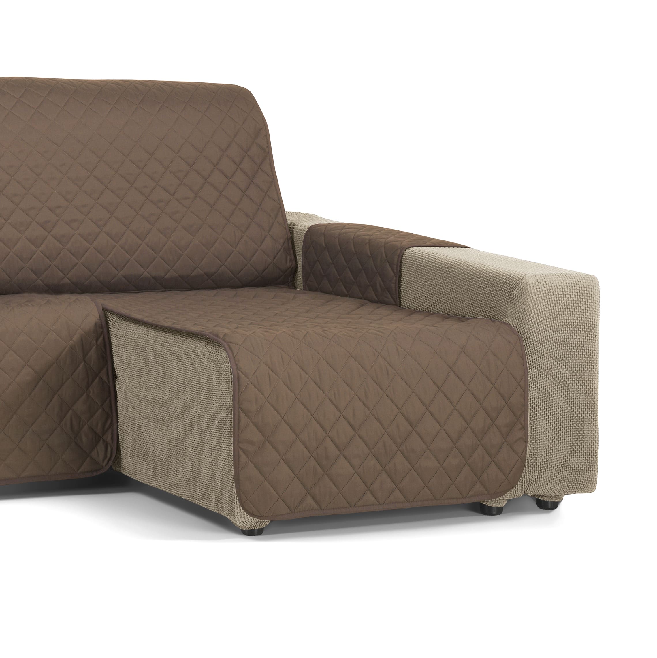 Funda Cubre Protector Sofá Chaise Longue Derecho e Izquierdo - Modelo Nina Reversible - Chaise Longue Izquierdo y Derecha - Fabricado en España - S&T Sofa Covers
