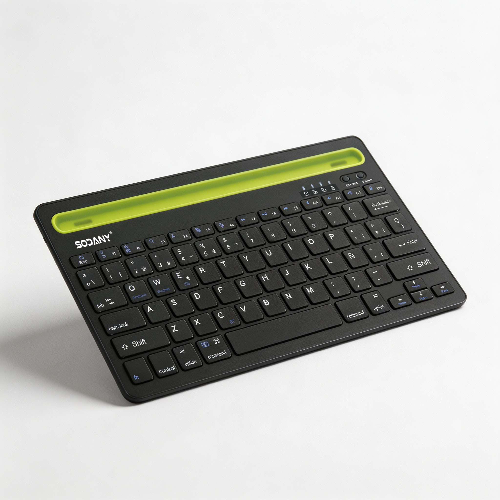Teclado Inalámbrico Bluetooth SODANY Español (Ñ) con Soporte Tablet y Móvil. Doble Conexión, Silencioso, Ultrafino