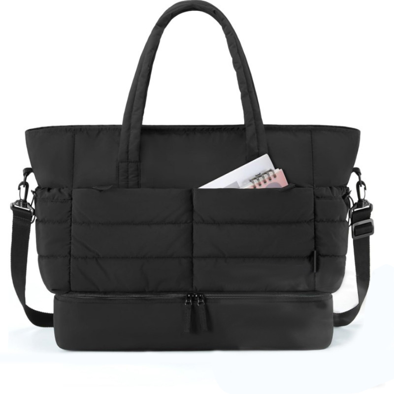 OmHO Bolso de mano grande y plegable para mujer, bolso de lona para gimnasio al aire libre, bolso de noche multifunción, bolso de viaje.