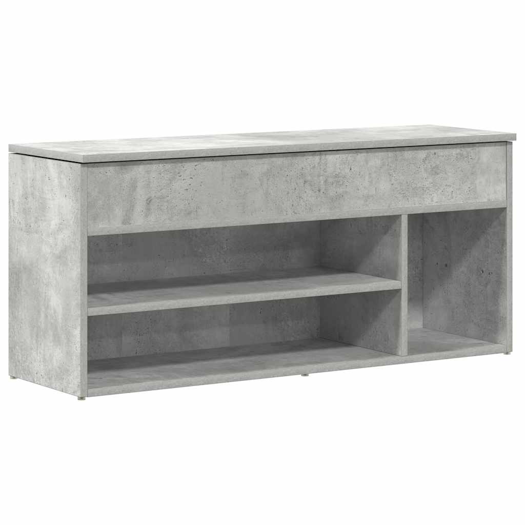 vidaXL Banco zapatero madera de ingeniería gris hormigón 102x30,5x45cm