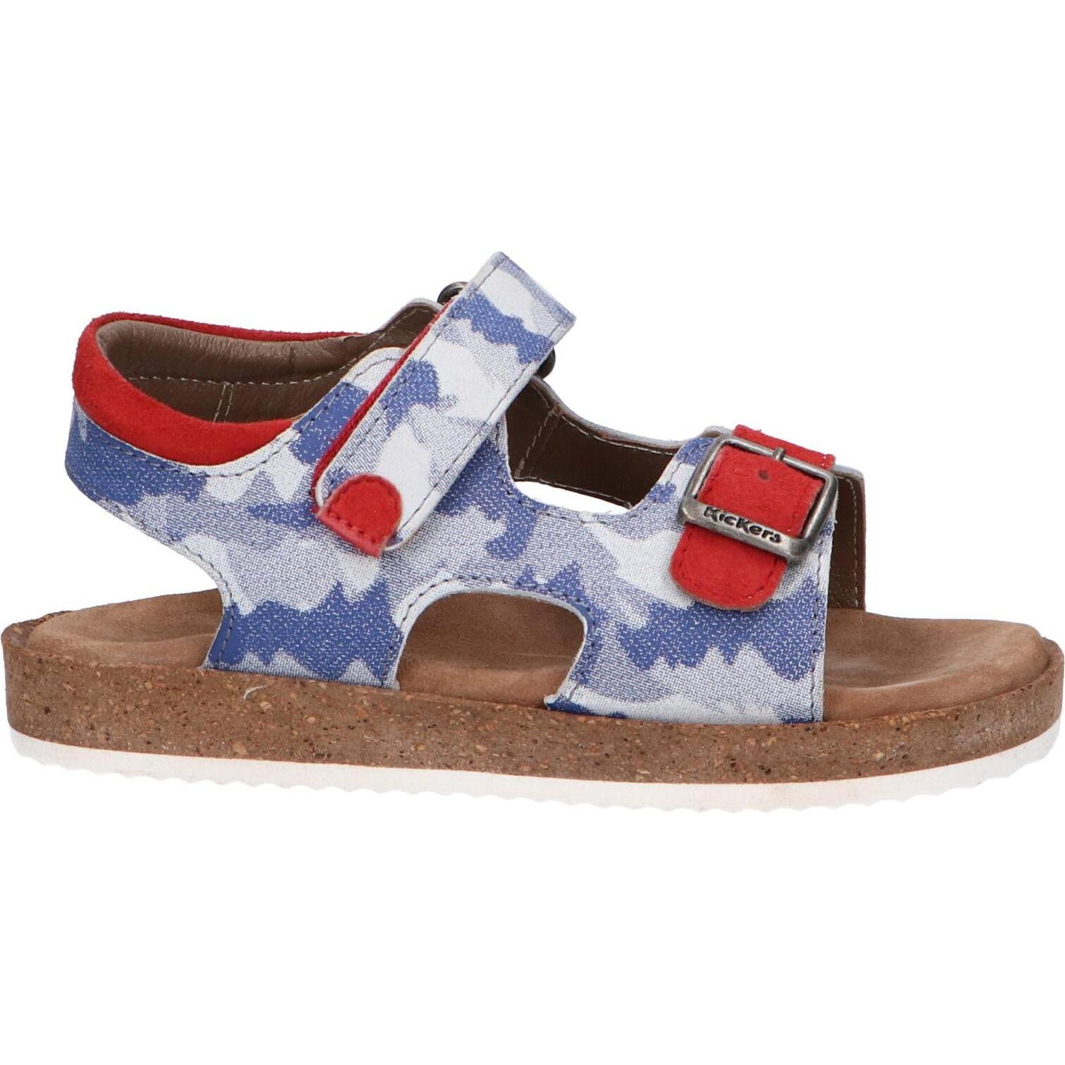 Kickers boy's sandals 694914 -30 funkyo 51 bleu camouflage rouge