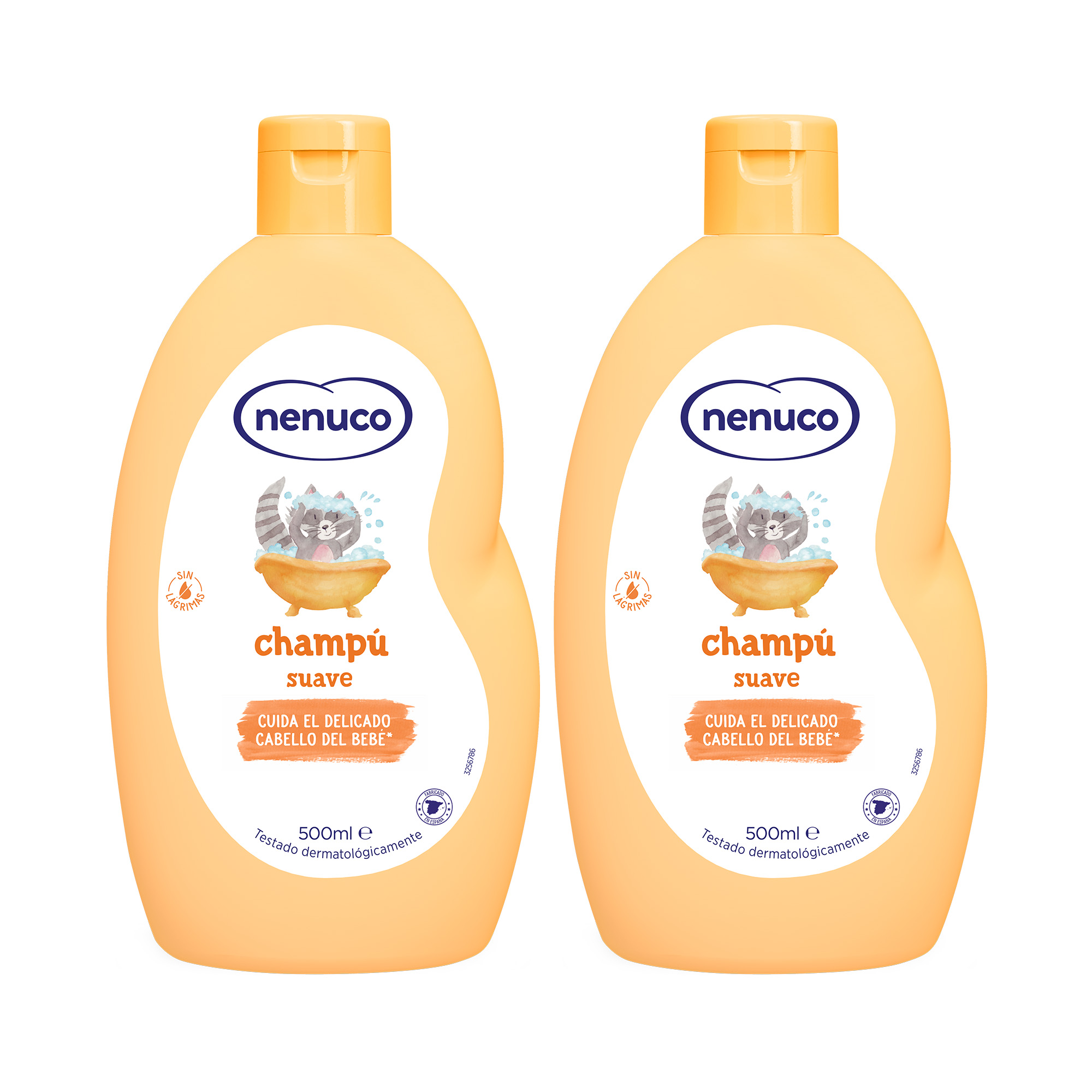 Nenuco Champú Suave para bebé, con Leche de Almendras Dulces, Sin Lágrimas, Pack 2x 500 ml