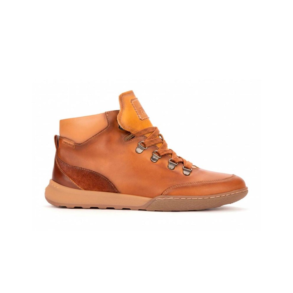 Pikolinos - Botines mujer W7C-8582 en cuero auténtico, planos y versátiles para otoño-invierno, botines de mujer