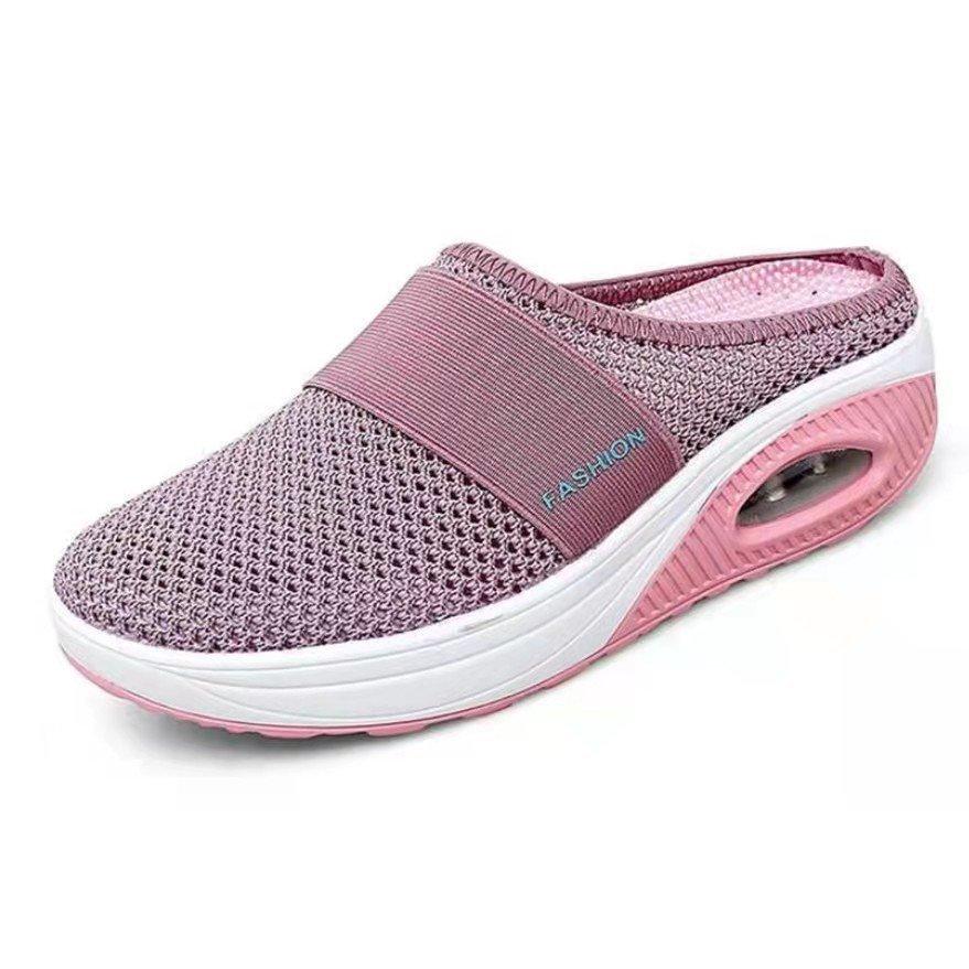TK Nuevas zapatillas de Verano de gran tamaño, de un solo Paso, con Punta Cerrada, de Malla y Suela Gruesa, zapatillas de Tacón de cuña para Mujer.