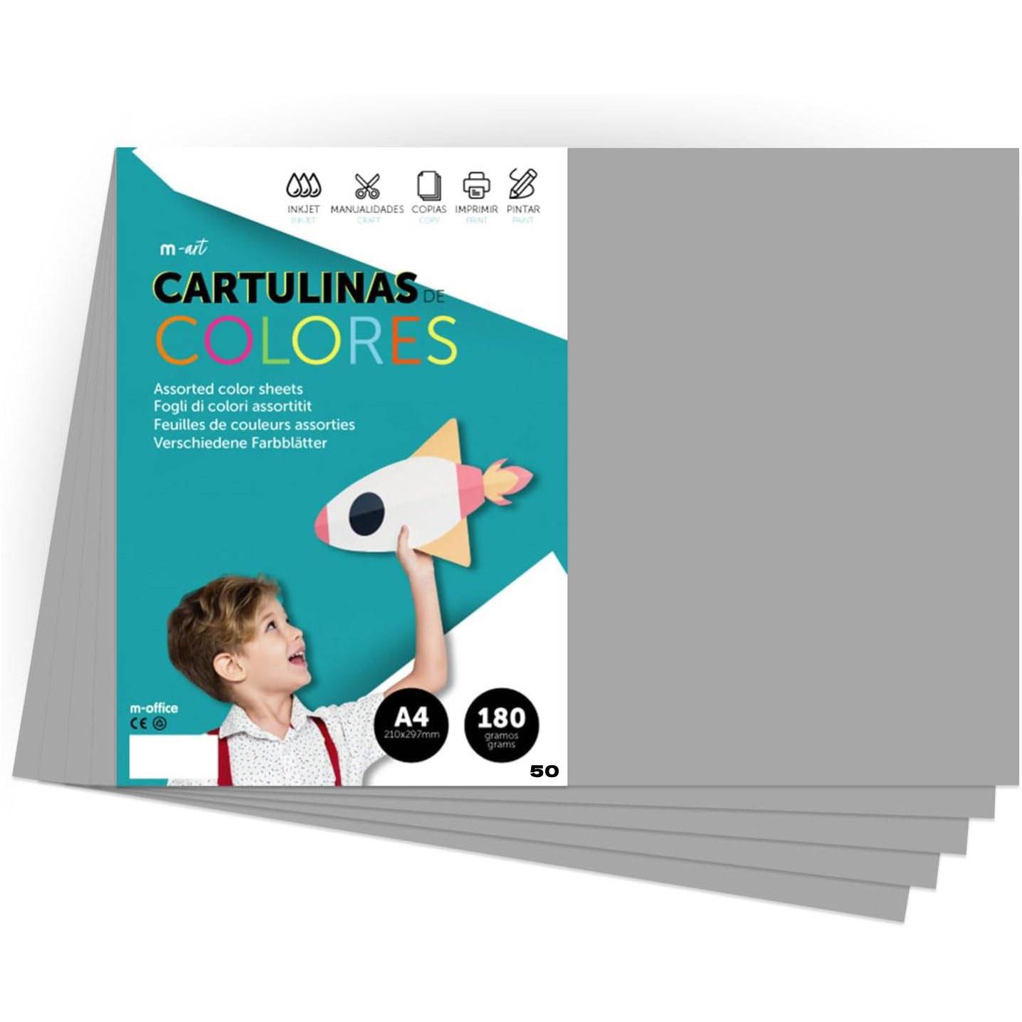 Cartulina de Colores, Cartulina A4 Colores Intensos, Hojas de Colores 180gr para Manualidades, Imprimir tus Documentos y Diseños Creativos, Folios de Colores A4 · m-office