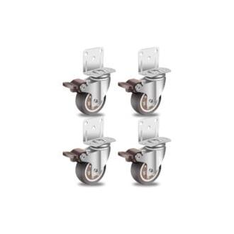 CA Ruedas para muebles Sollbry de 50 mm con 4 frenos, placa de montaje en L, ruedas de carga, goma para todo tipo de suelos, muebles, estanterías y cajas de juguetes (juego de 4)