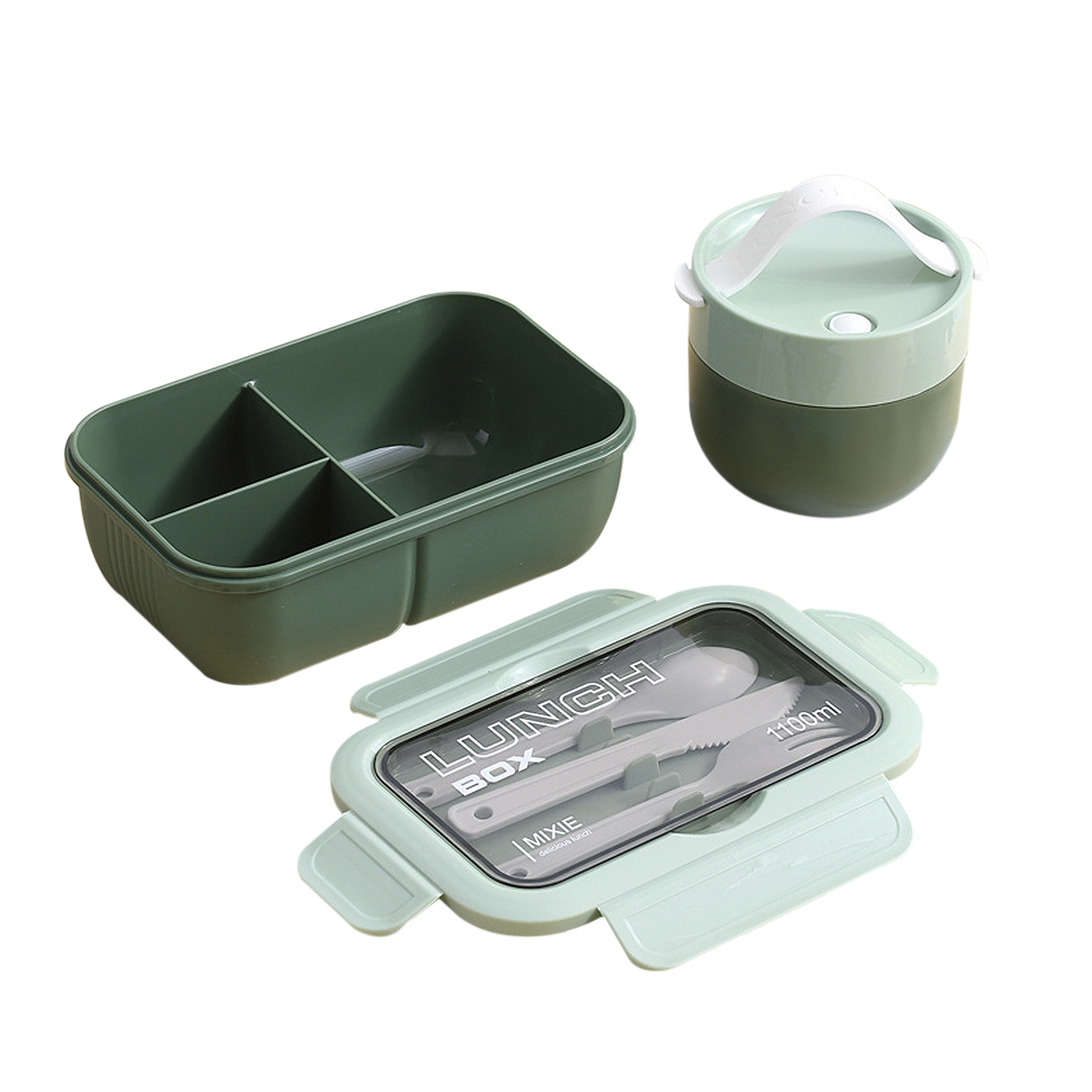 DAM. Fiambrera hermética apilable para guardar alimentos, de 1100ml, incluye tazón con tapa y cubiertos. 21x13x7,5 cm.
