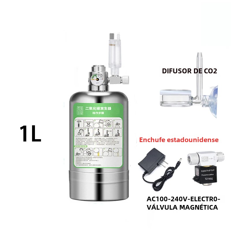 TK Kit De Generador De CO2 Para Acuario Sistema De Reacción De Dióxido De Carbono En Acero Inoxidable Para Plantas Y Peces