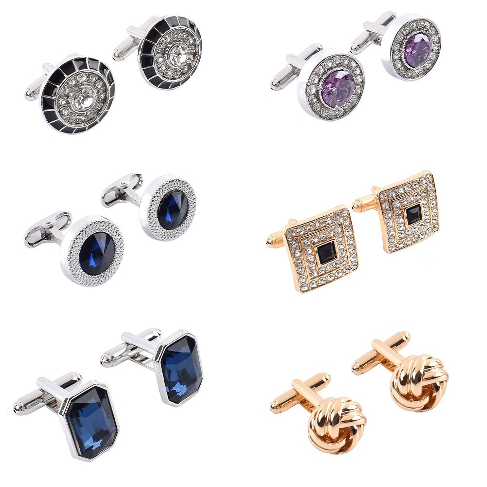 6 pares de anillos de boda para hombre, corbatas tipo bóxer con caja de regalo, esmalte de uñas de cristal, para uso profesional, ideales para camisas de vestir, regalo de boda, uso comercial, múltiples opciones.