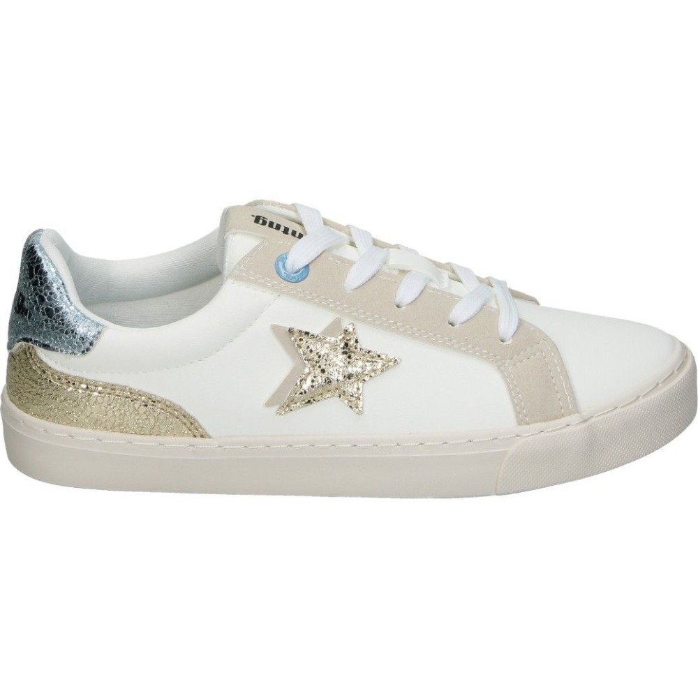 MTNG | Zapatillas Mustang Emi para Niña – Deportivas en Color Blanco con Detalles en Dorado – Con Dibujo de Estrella Dorada – Sneakers con Cordones – Estilo Casual – Cómodas y Combinables – Moda – Modelo 81215