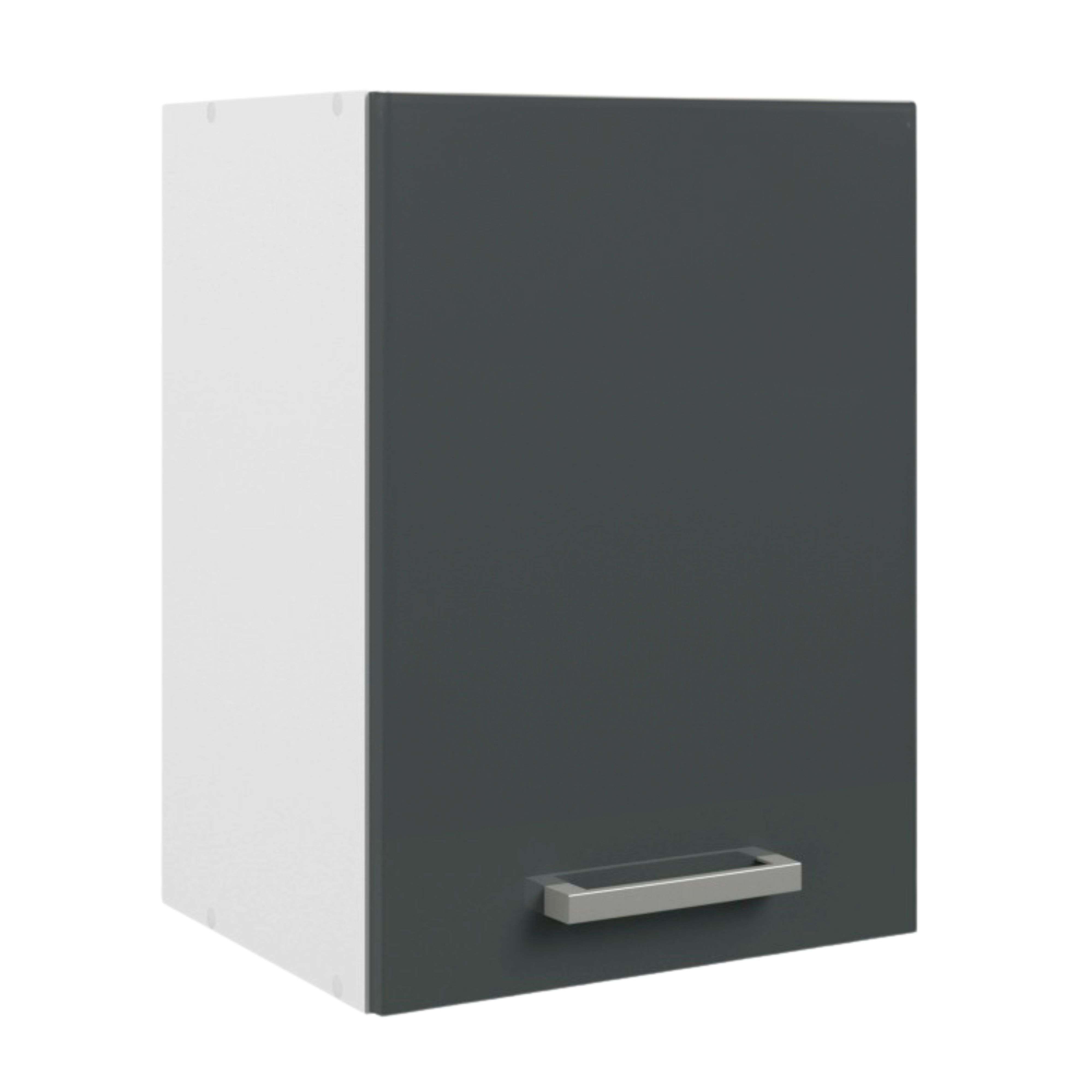 Miroytengo Armario Colgante de Cocina, Armario de pared con 1 Puerta Vetro Gris brillante y Blanco 40x55x33 cm