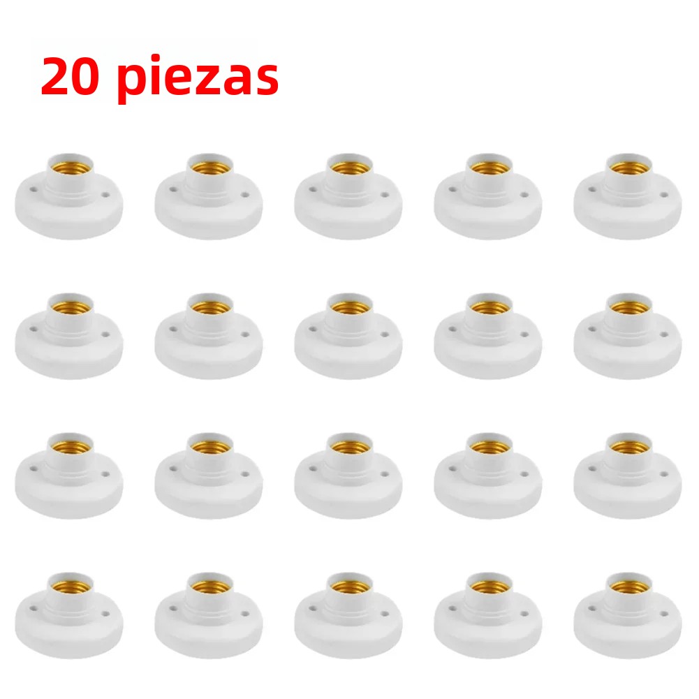 TK Soporte De Bombilla De Tornillo E27 1-20PCS 220V Base De Lámpara Blanca Adaptador De Soporte Para Luz De Techo