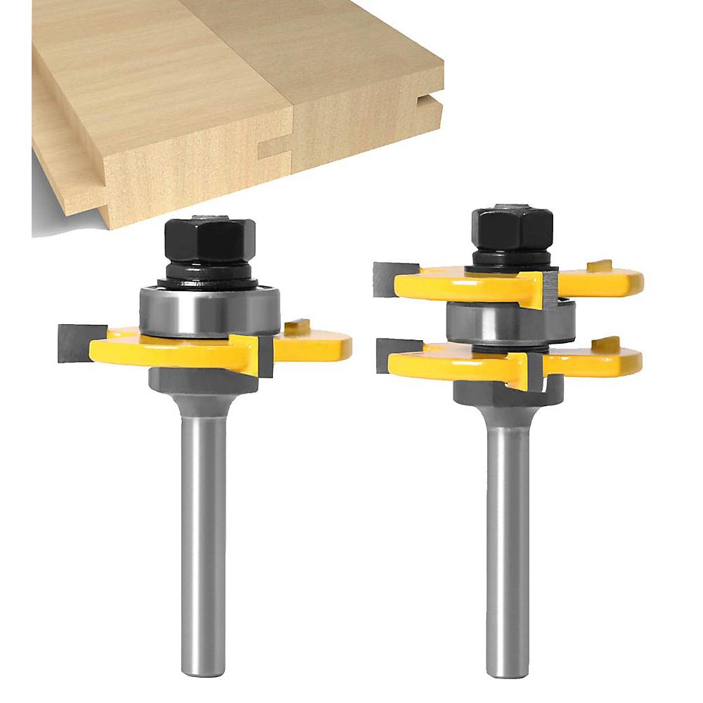 CA Juego de brocas para enrutador de lengüeta y ranura con vástago de 8 mm y 3 dientes en forma de T, herramienta de corte para carpintería Direct Power SARL
