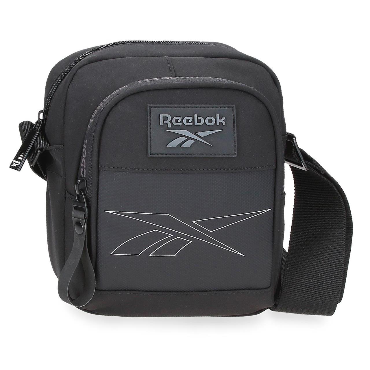 Reebok - Bandolera Columbus para hombre de poliéster, ergonómica con compartimentos organizados y respaldo acolchado, color negro