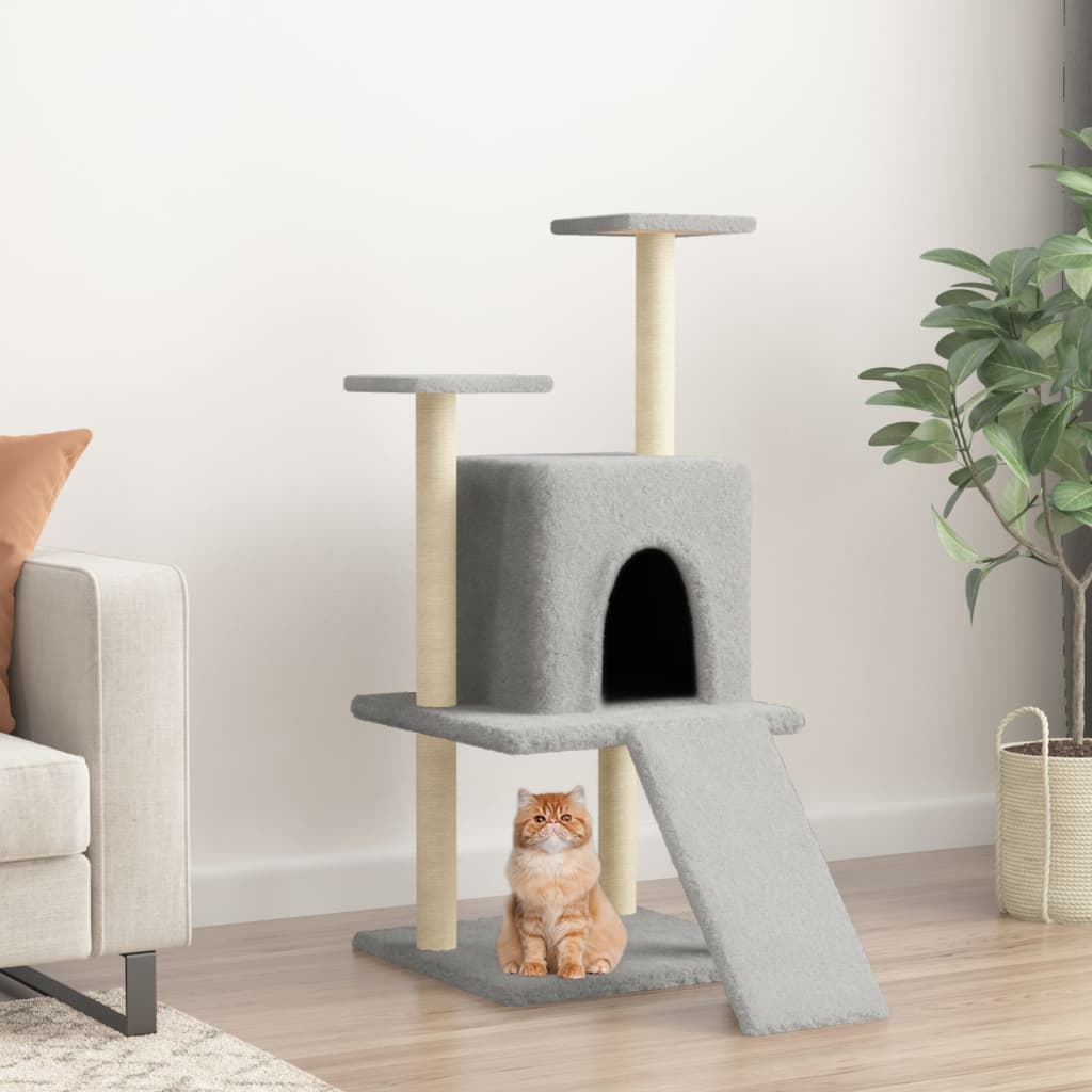 vidaXL Rascador para Gatos con Postes de Sisal Árbol Torre de Escalada Color Crema,  Gris claro,  Gris oscuro y mas