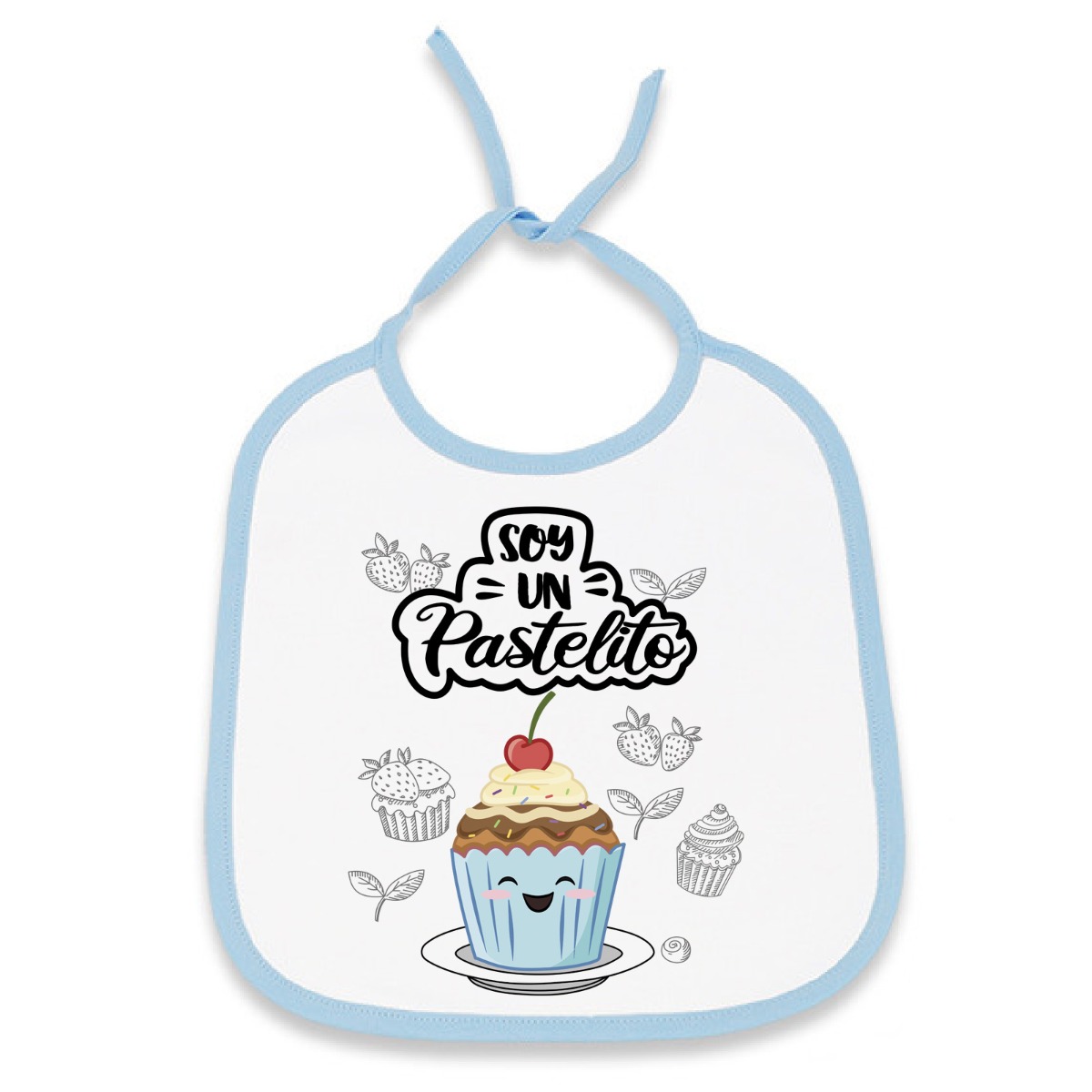 Babero soy un pastelito. Regalo original personalizado para tu bebé. Medidas 24 x 29 cm.