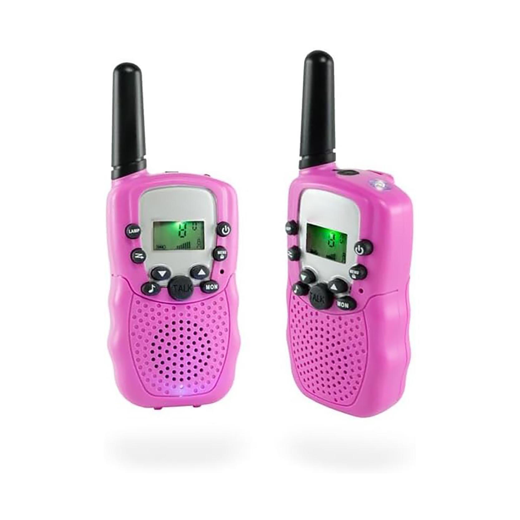 Walkie Talkies para Niños Pack de 2 con Pantalla LCD, Alcance de 1-3 km, Control por Voz (VOX), Reducción de Ruido, Escaneo y Monitor de Canales, Conexión para Auriculares 2.5 mm, Aviso de Batería Baja, Juguete de Comunicación para Aventuras al Aire Libre