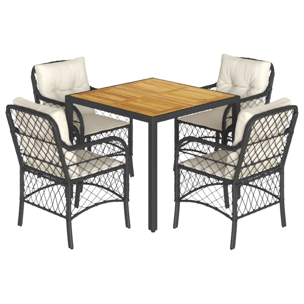 vidaXL Set de muebles jardín 5 pzas con cojines ratán sintético negro