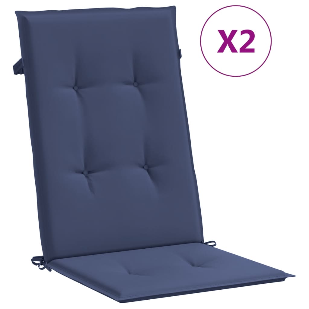 Cojines de Silla de Respaldo Alto Vidaxl - 2 Uds Tela 120 X 50 X 3 Cm - Color Antracita, Negro, Azul Real