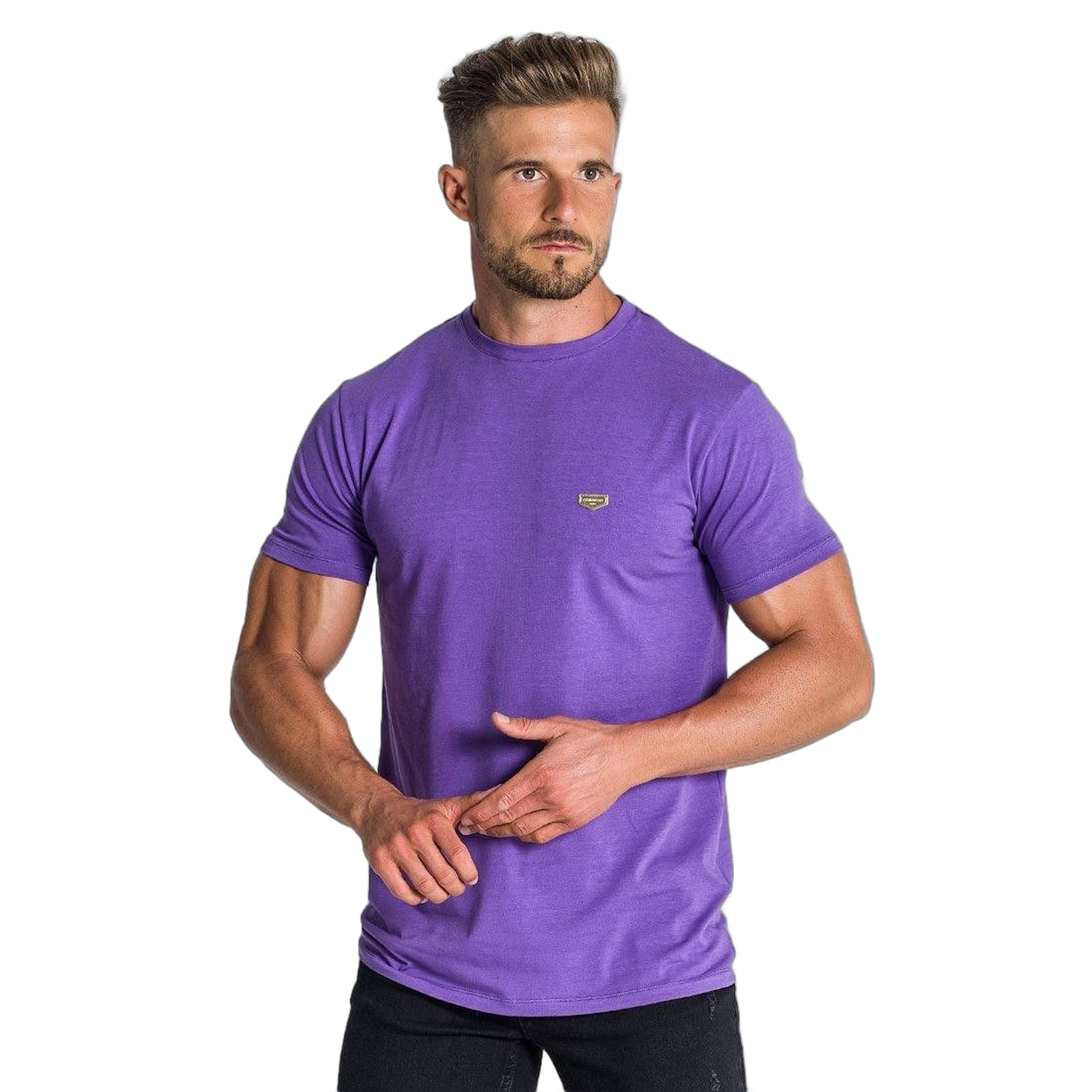 Camiseta Gianni Kavanagh Core Medal GK Morado Moderno, Ropa casual 90% Algodón, 10% Elastano