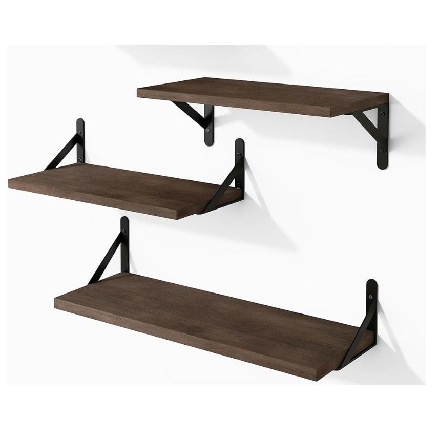 Baldas Pared, Estantería de Pared de 3 Niveles, Estante Pared de Madera, para Dormitorio, salon ,Sala de Estar, baño ,Estudio, la Sala de Estar, la Oficina en el Hogar