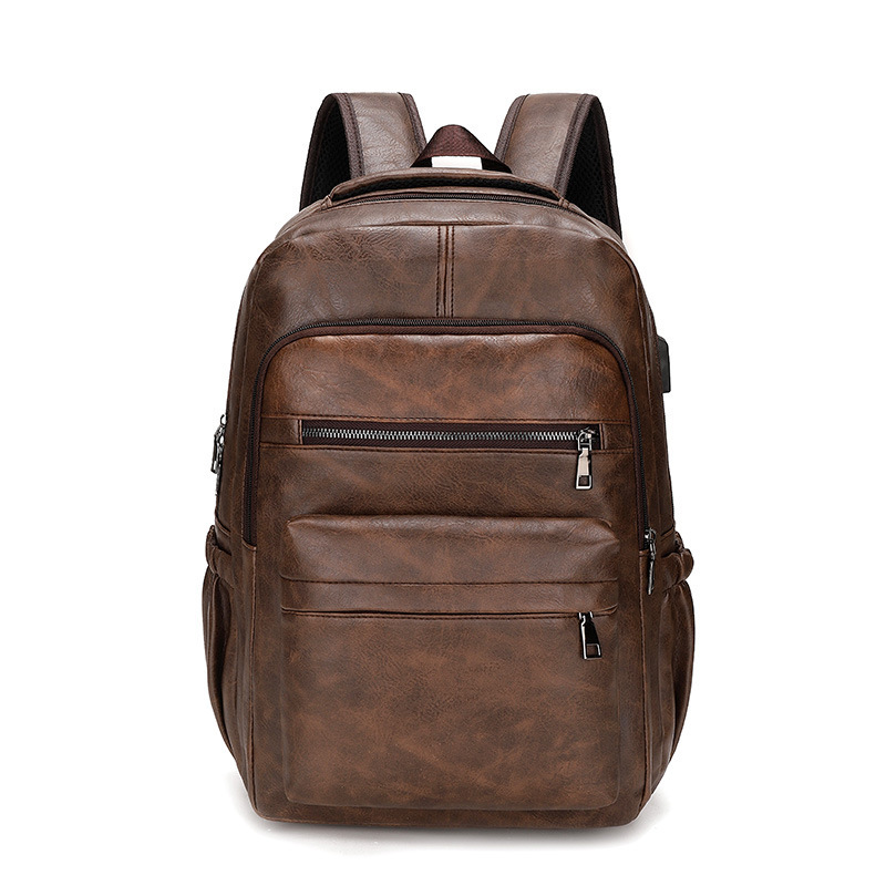 Mochila De Cuero PU with Carga USB para hombre, Morral grande para Orden portátil, mochila Escolar para adolescentes y niños, alta calidad