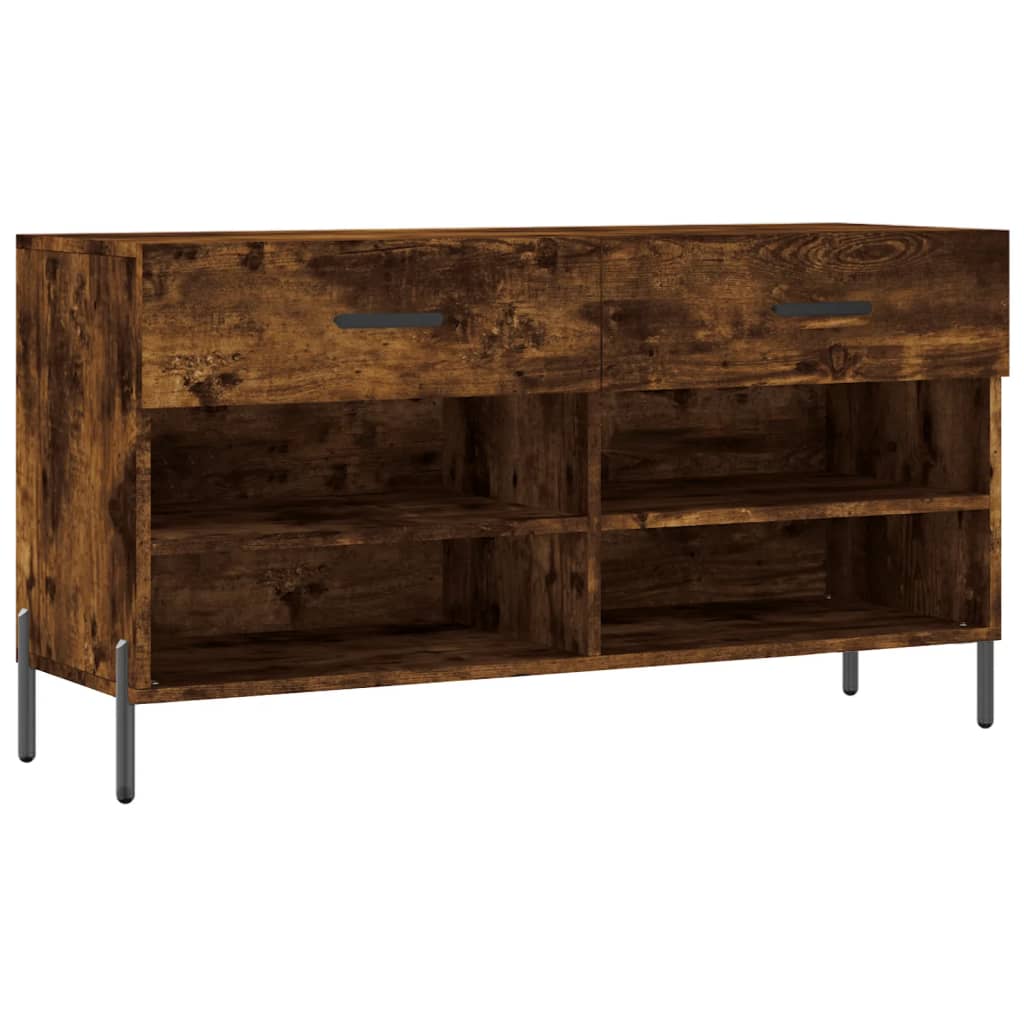 vidaXL Banco zapatero madera de ingeniería roble ahumado 102x35x55 cm