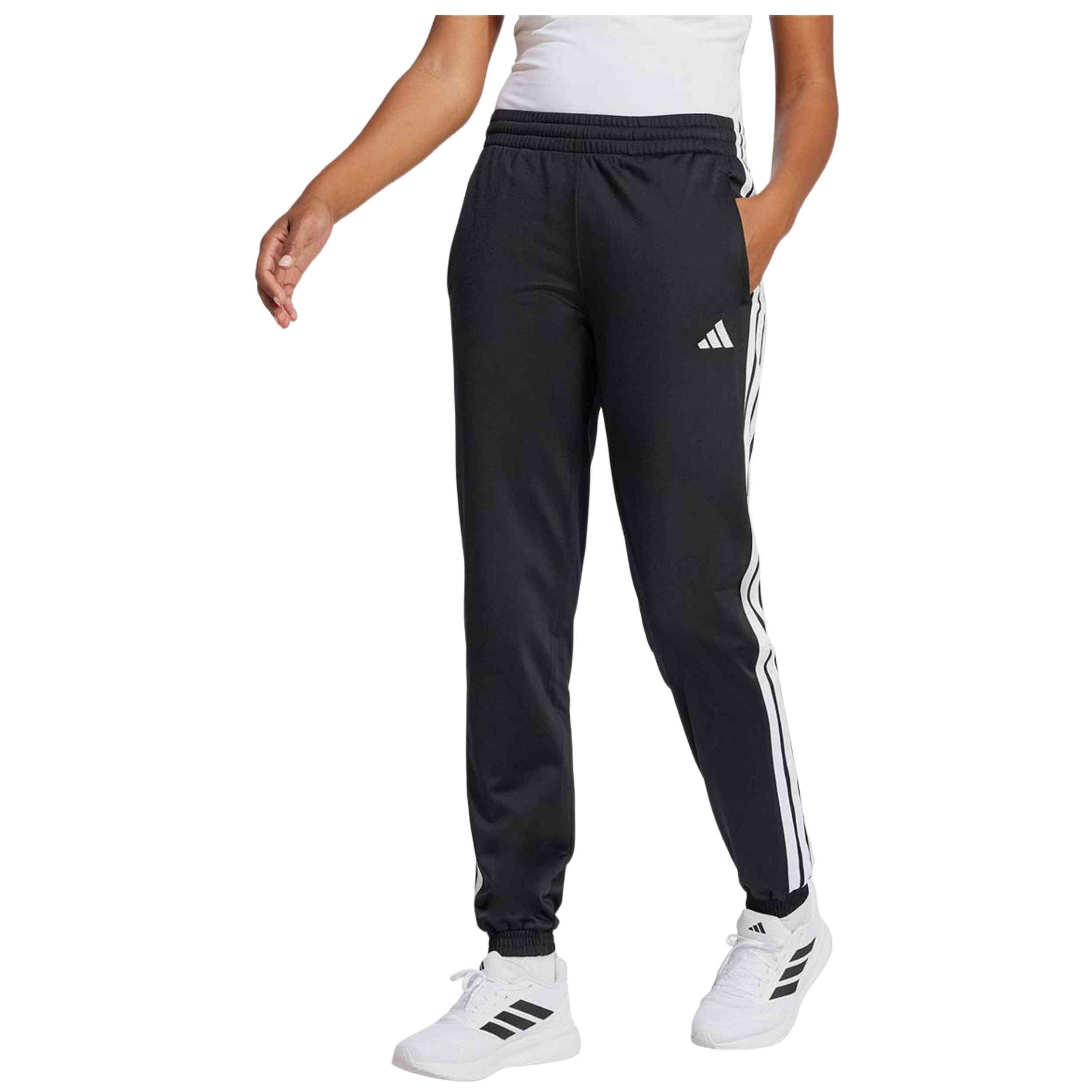 Pantalon De Chandal Adidas modelo Pantalón largo adidas Tricot 3 Stripes negro puro mujer para Mujer en color Negro