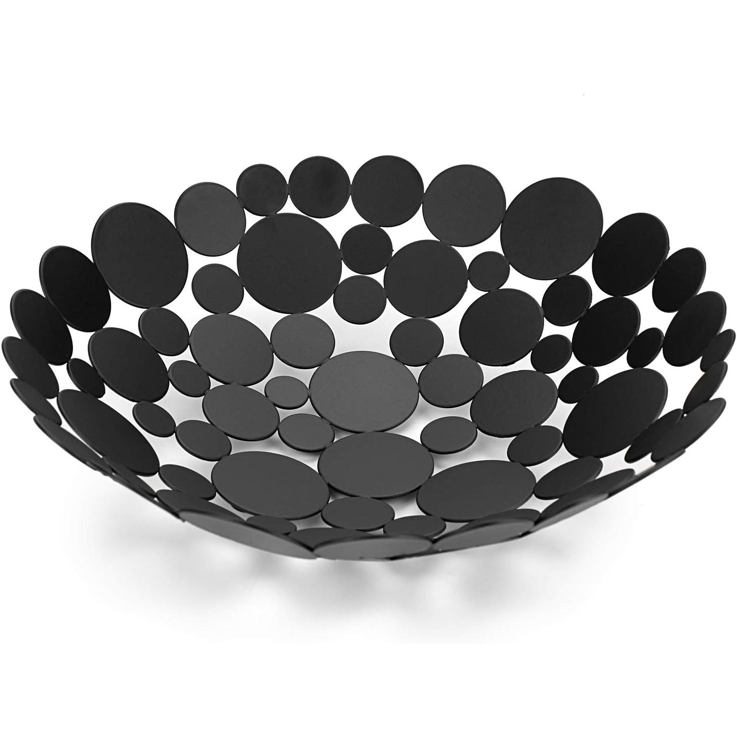 Cesta de frutas, frutero creativo de hierro forjado calado, bandeja de frutas redonda decorativa, adecuada para uso doméstico, encimeras de cocina y fruteros grandes