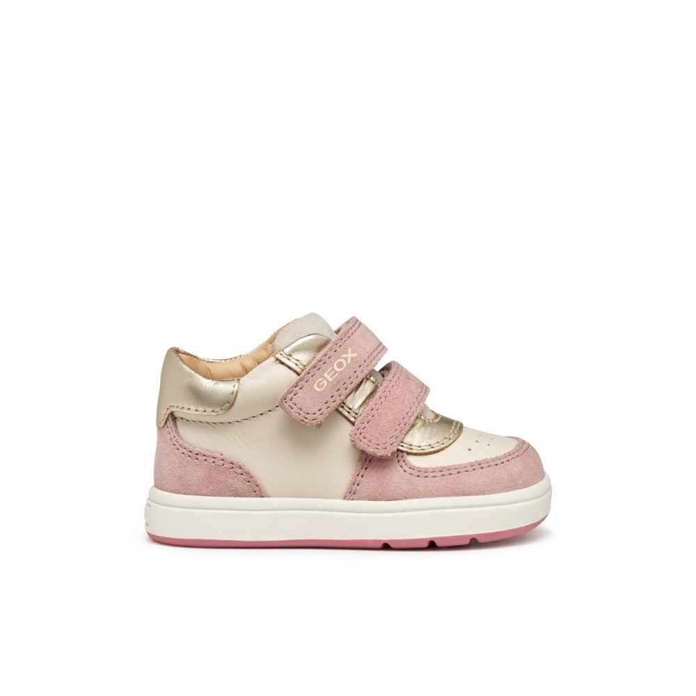 Zapatos primeros pasos bebé niña GEOX B564CA C1MA8 SNEAKERS VELCROS, IVORY/ OLD ROSE 36199 25I