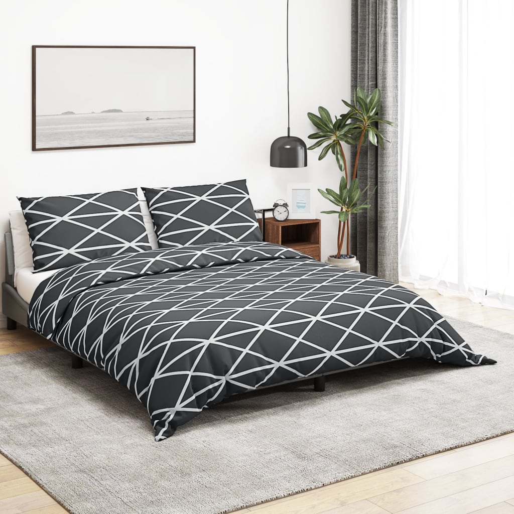 vidaXL Juego de Funda Nórdica Algodón 220x240 cm Sábana Cama Dormitorio Color Blanco, Rojo, dark grey and white y mas