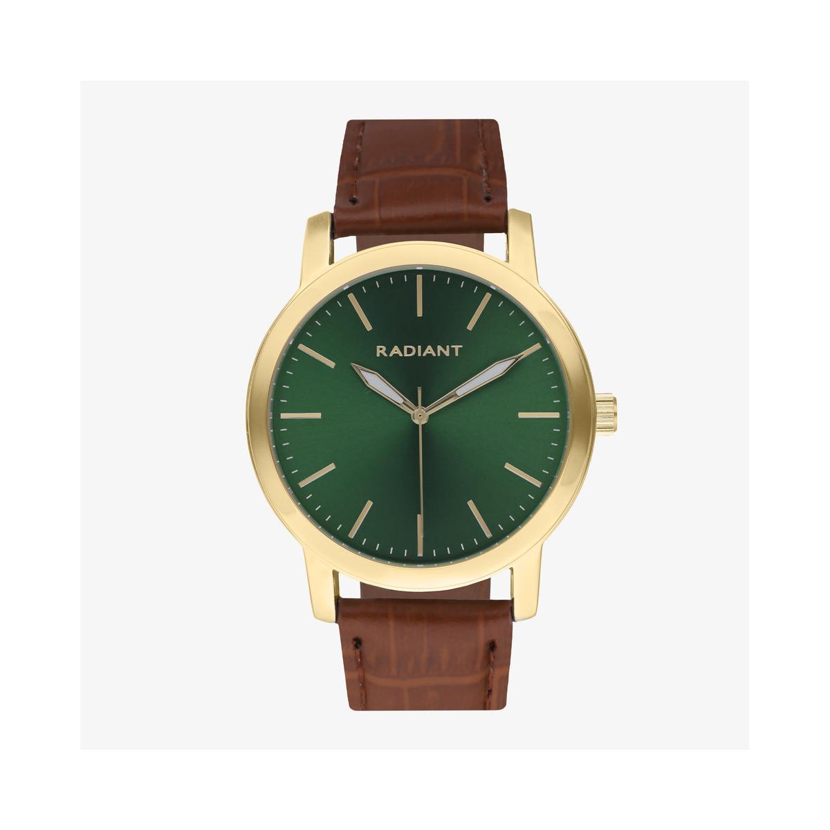 Radiant Reloj Hombre Caja De Metal Pulsera Piel Sintetica De Color Marrón Resistente Al Agua 5 Atm Ra656203