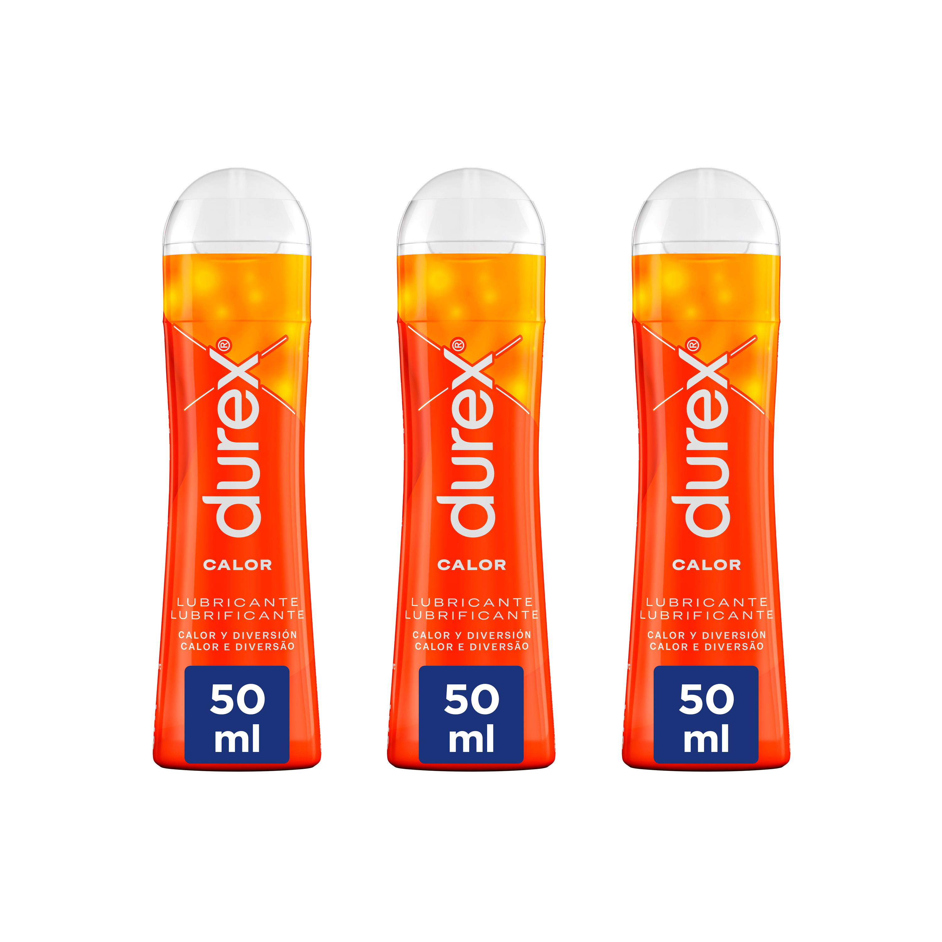 Durex - Lote Set 3x Lubricantes Efecto Calor 50ml, Diversión, Sexo Seguro