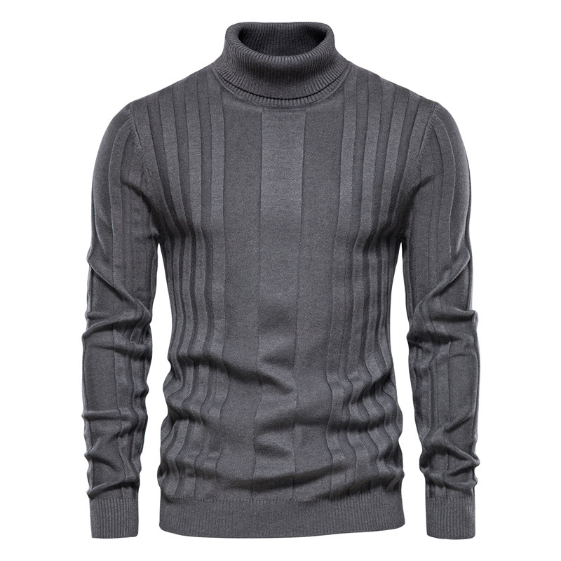 TK Suéter de otoño nuevo para hombre, camisa informal de punto con cuello de tortuga, camisa cálida de fondo, jersey de Color sólido para hombre, talla grande