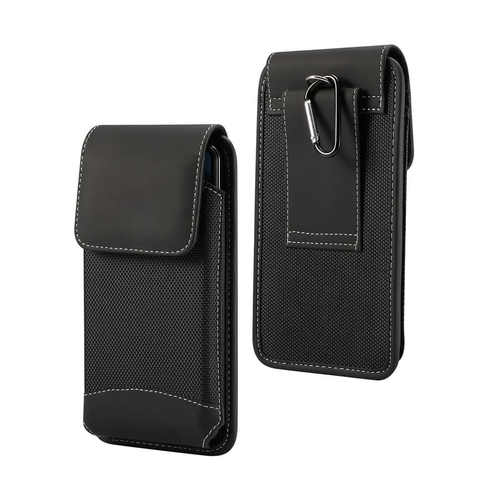 Funda de Cinturon para Realme V11 5G (2021) con Diseño Vertical en Piel y Nylon - Negra