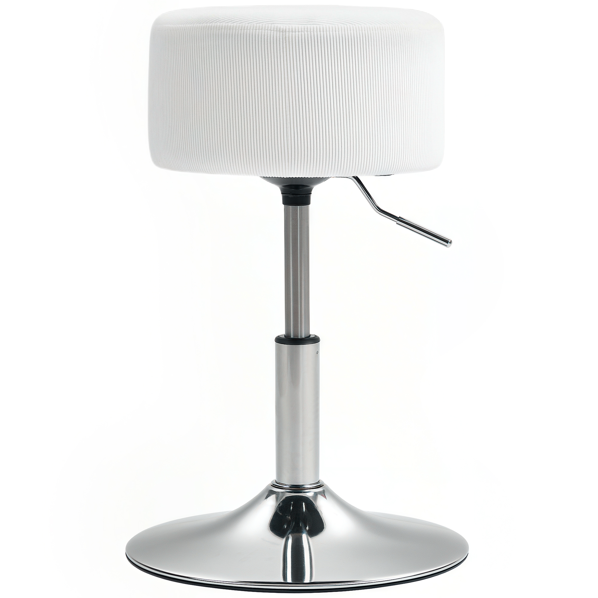 HOMCOM Taburete de Bar Taburete Alto de Cocina Regulable en Altura 52-66 cm Tapizado en Pana Giratorio en 360° para Comedor Tocador Mostrador