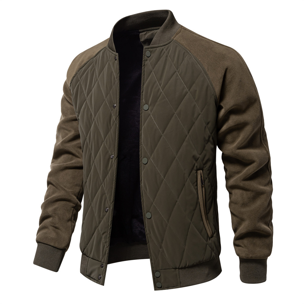 TK Chaqueta gruesa acolchada de terciopelo para hombre, chaqueta informal europea y americana, chaqueta superior de manga raglán, novedad de Otoño de 2024