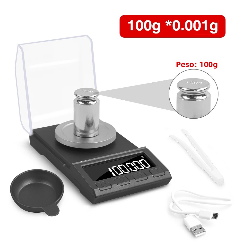 TK NEWACALOX Escala Electrónica De Precisión Digital Para Joyería USB Poderado Mini Balanza De Laboratorio LCD 0.001g Capacidad 200g