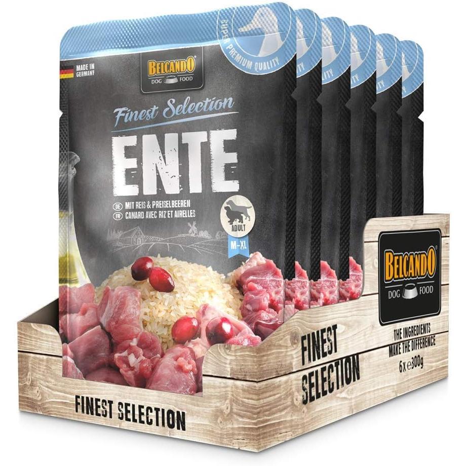 Pack de 6 x 300g -Belcando Sobre Finest Pato Arroz y Arándanos para Perros
