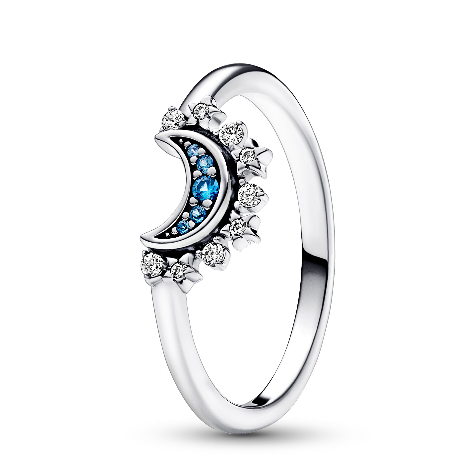 Pandora Anillo en plata de ley Luna Celestial Azul Brillante 192675C01 , para Mujer