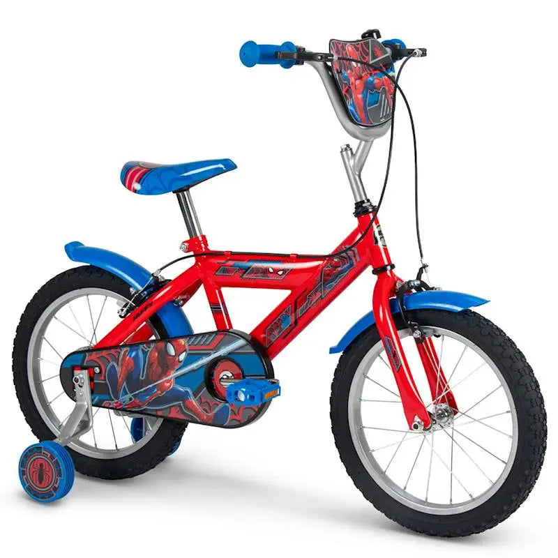Marvel - Bicicleta infantil Spiderman 16 pulgadas para niños de 4 a 6 años, con ruedas estables, frenos fiables y marco resistente