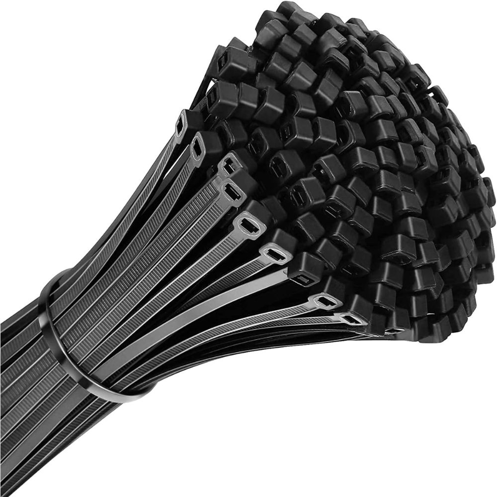 Bridas de Nylon Negras,  Presillas de 350x4.8 mm, Sujeción para Cables, Para Oficina, Hogar, Exteriores, Resistentes a los rayos UV, Longitud de 37 cm