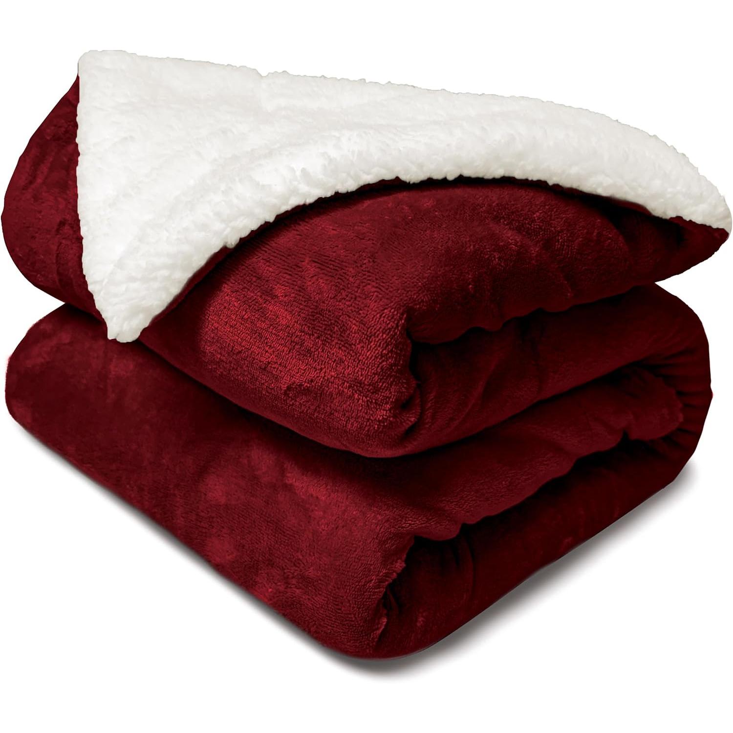 Manta Borrego 130x160cm/160x220cm/220x240cm, Manta Sofa Reversible de Franela y Sherpa, Manta Cama Gruesa, Manta Borreguito, Sobrecama, Manta Caliente, Suave, Transpirable para Invierno