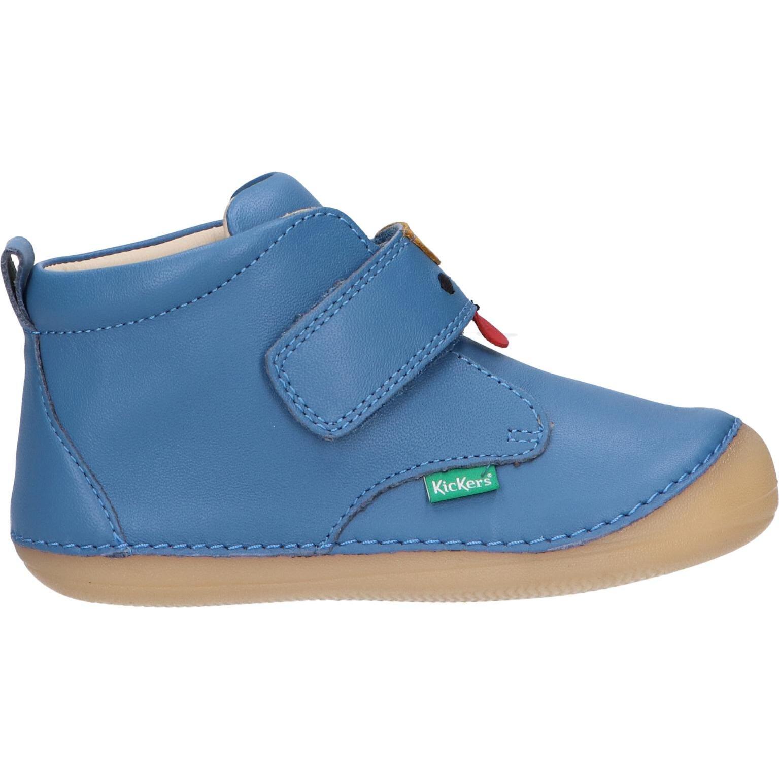 Kickers 961545-10 SABIO SHEEP Blue Denim Ankle Boots for Boys and Girls made of leather with padded insole and flexible anti-slip sole, ideal boy boots for autumn/winter.