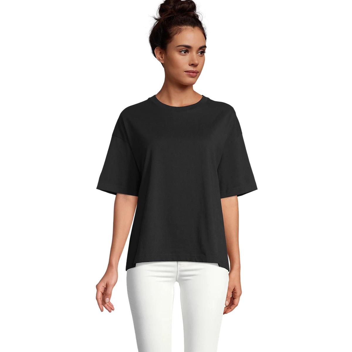 Camiseta Oversize de Manga Corta SOL'S Boxy para Mujer – Camiseta Básica Premium de Algodón, Cuello Redondo, Ajuste Holgado de Estilo Urbano Casual