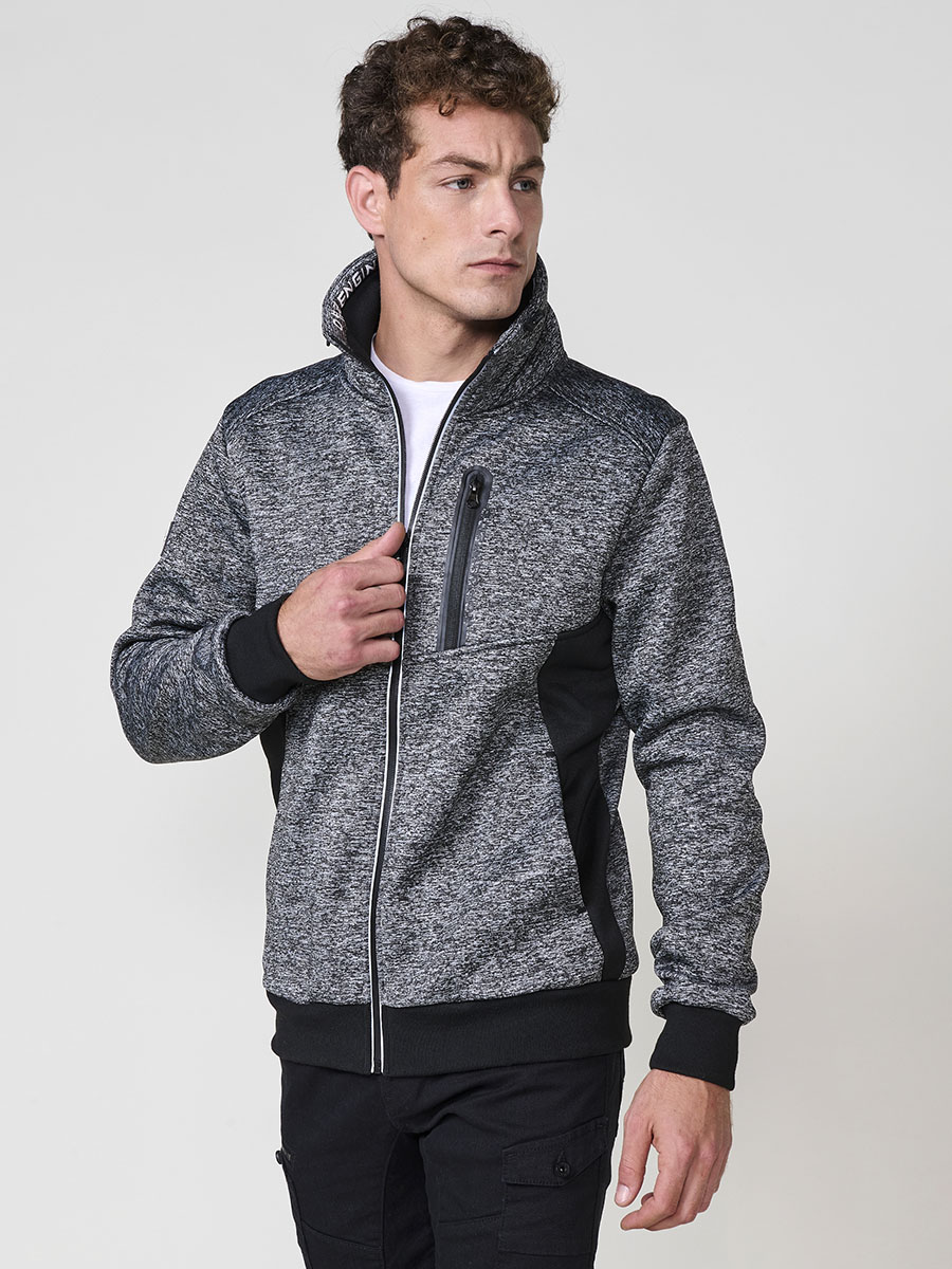 Koroshi - Chaqueta sudadera con capucha y cremallera frontal para hombre, 100 % poliéster ligero y de secado rápido, ideal para entretiempo