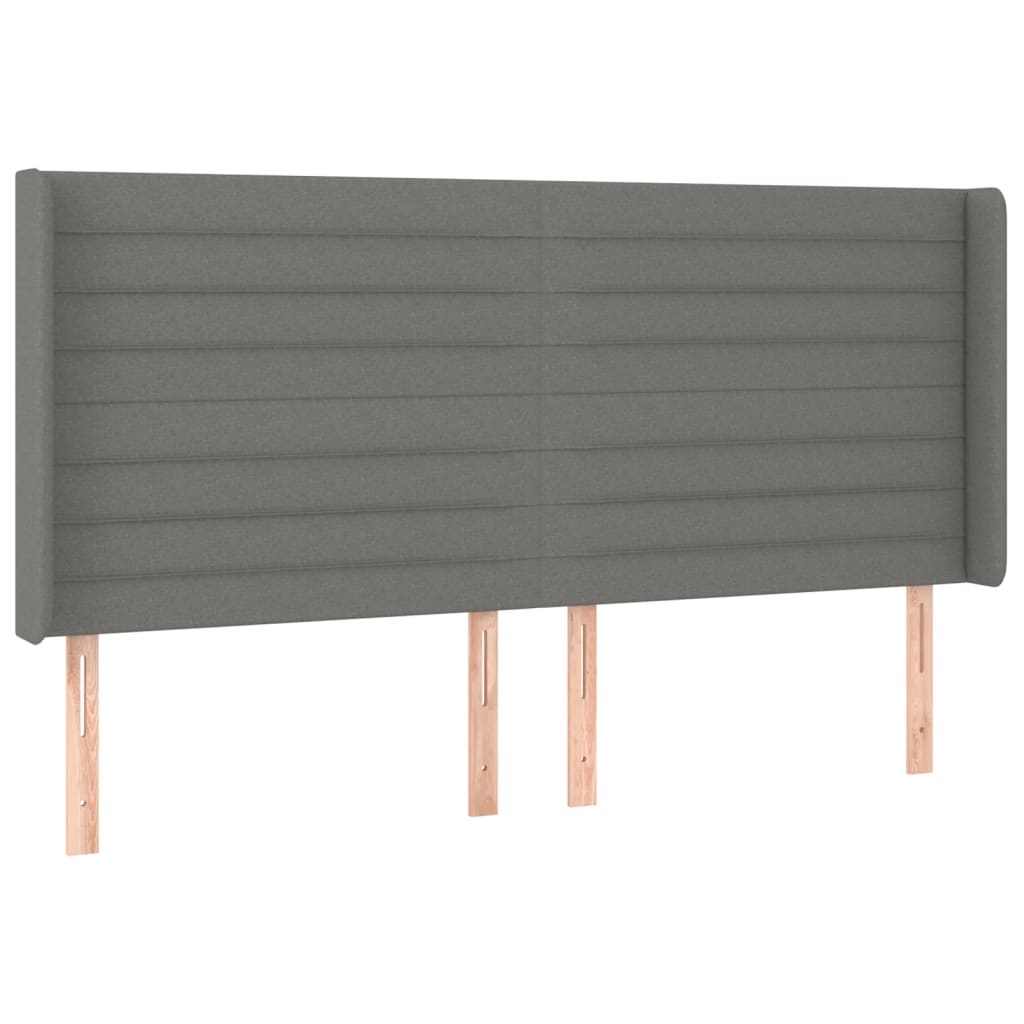 vidaXL Cabecero con LED de tela gris oscuro 203x16x118/128 cm