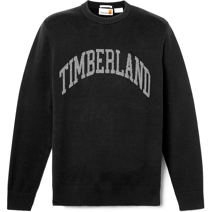Jersey Timberland negro para hombre algodón orgánico cuello redondo casual invierno