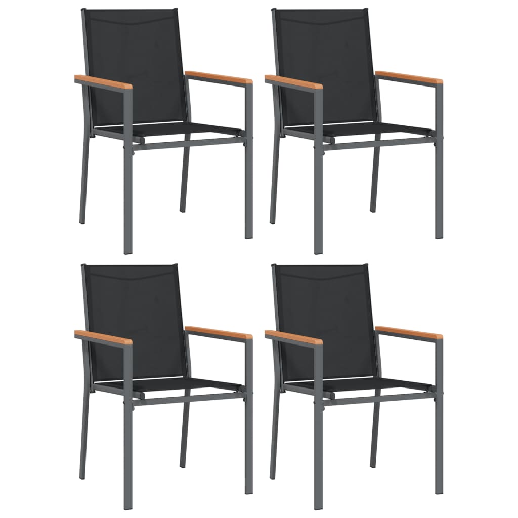 vidaXL Sillas de jardín textilene y acero negro 55x61,5x90 cm